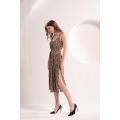 Slip Midi-Kleid mit Leopardenmuster